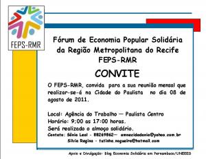 Fórum  de Economia Solidária da região metropolitana de Recife realiza reunião