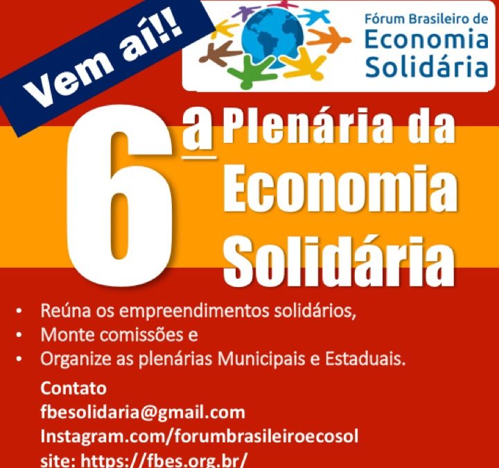 Fórum Brasileiro Rumo à 6ª Plenária Nacional de Economia Solidária!